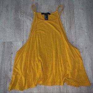 🌺 Forever 21 Yellow Crop Tank Top Mustard Halter